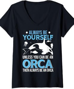 Womens Funny Orca Lover Graphic for Women Men Kids Whale V-Neck T-Shirt