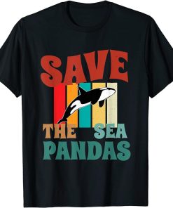 Retro Vintage Style - Save The Sea Pandas - I Love Orca T-Shirt