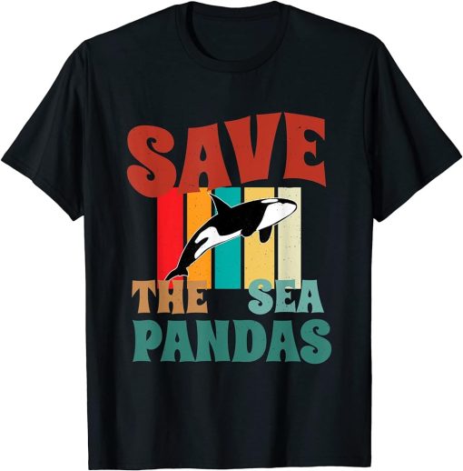 Retro Vintage Style - Save The Sea Pandas - I Love Orca T-Shirt