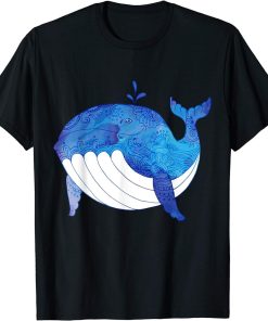 Cute Doodle Whale | Floral Motif T-Shirt