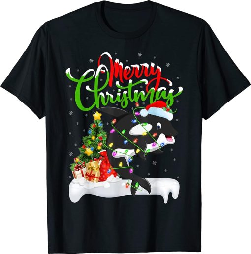 Orca Fish Lover Xmas Decorations Santa Orca Christmas T-Shirt