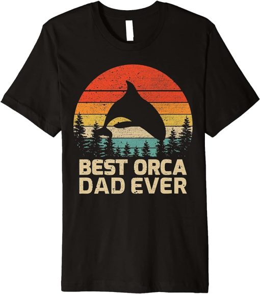 Mens Retro Vintage Best Orca Dad Ever Father"s Day Premium T-Shirt