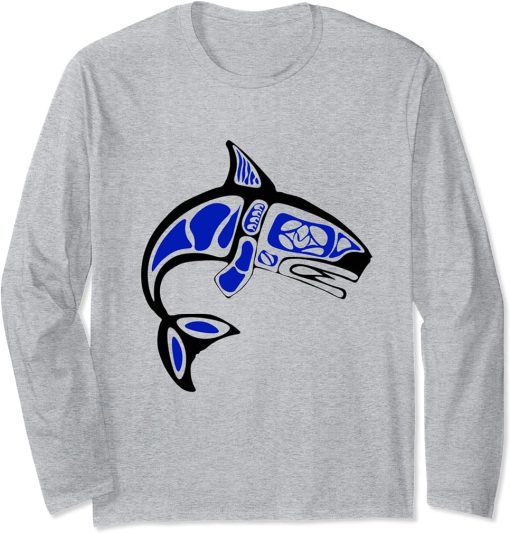 Killer Whale Graphic Orca Pacific Style Gift For Whale Lover Long Sleeve T-Shirt