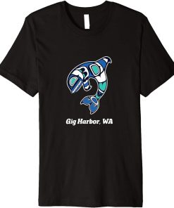 Gig Harbor WA Native American Tribal Orca Killer Whale Premium T-Shirt