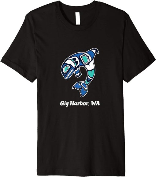 Gig Harbor WA Native American Tribal Orca Killer Whale Premium T-Shirt